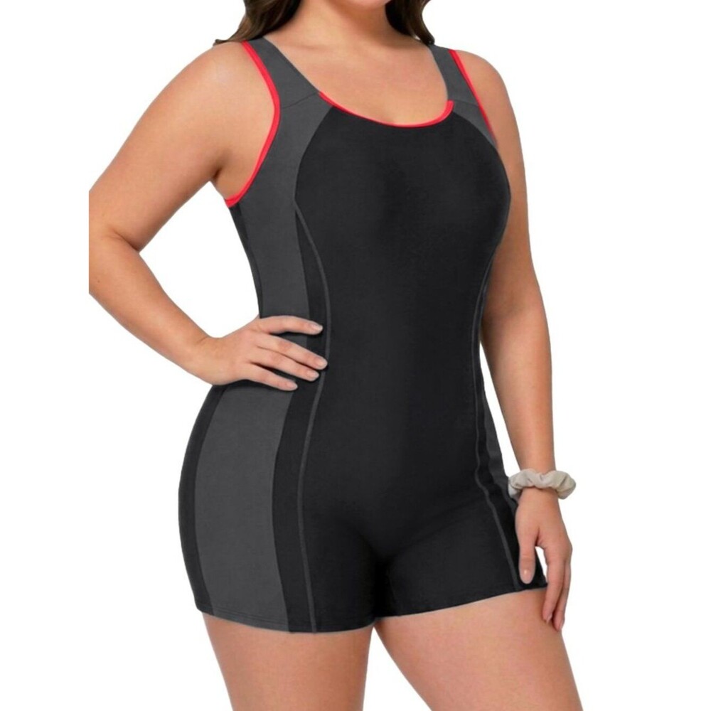 One Piece Swimsuit Women Athletic Boyleg Bathing Suit Full Coverage Swimwear 18W